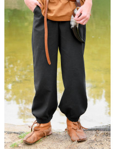 Medieval pants for kids model Thore, black color