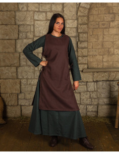 Medieval peasant apron model Ormhild, brown