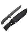Hunter knife with black blade and sheath
