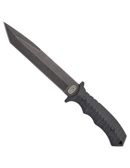 Hunter knife with black blade and sheath