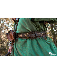 Wide medieval belt Drakkar - dark brown