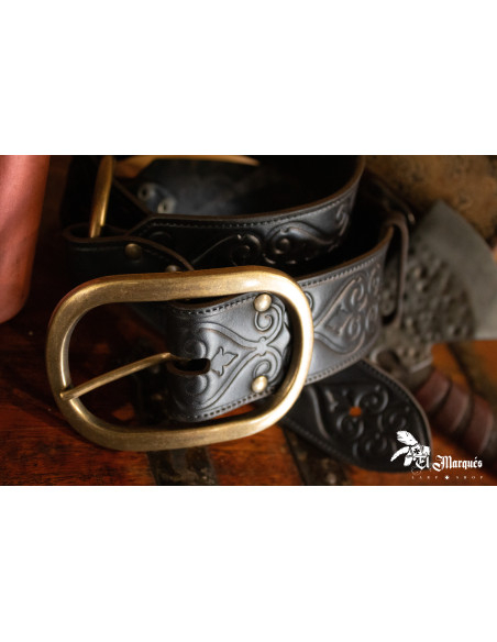 Noble Renaissance Leather Belt - Black