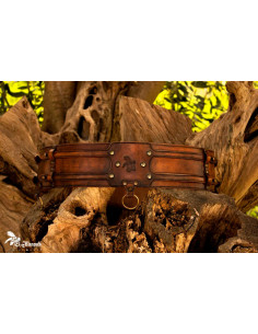 Medieval double tactical belt in leather - Brown 2