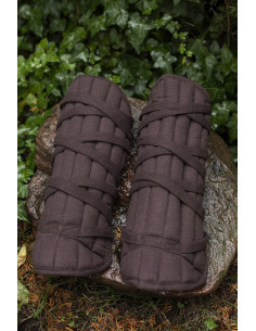 Farald model padded greaves, brown color