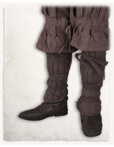 Farald model padded greaves, brown color 2