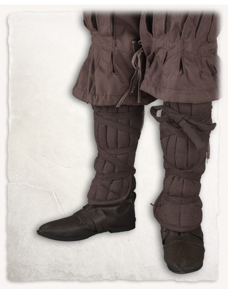 Farald model padded greaves, brown color