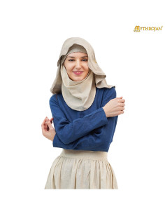 Medieval veil illuminated maiden in linen, 15th century