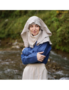 Medieval veil illuminated maiden in linen, 15th century 2