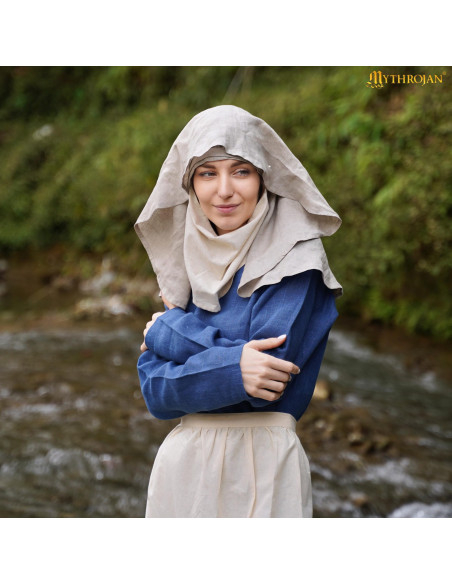 Medieval veil illuminated maiden in...