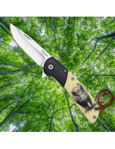 Wild Boar Albainox Knife, black wood ABS (16.20 cm.)