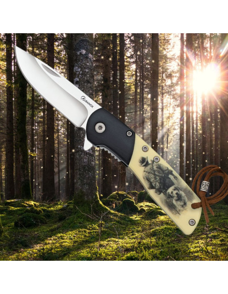 Albainox Hunters Knife, black wood...