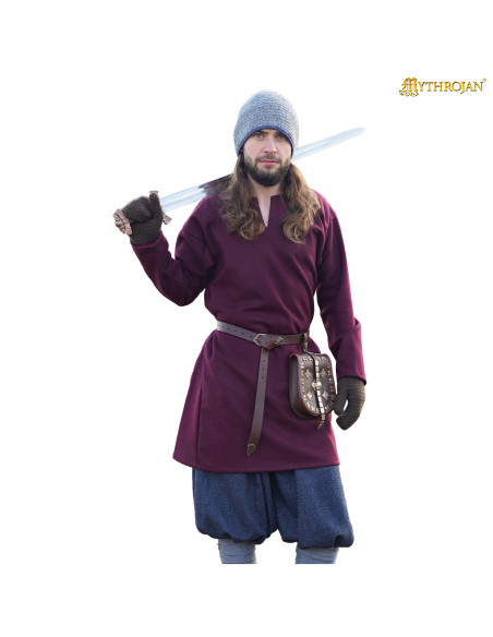 Viking Tunic Erik in burgundy wool