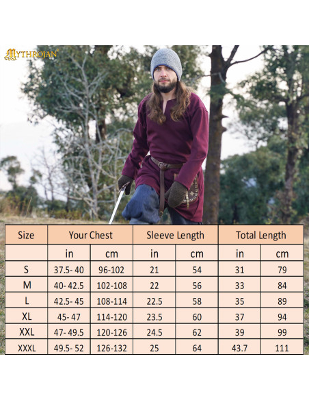 Viking Tunic Erik in burgundy wool