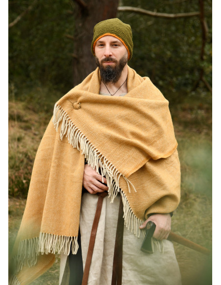 Wool crochet hat, green-yellow