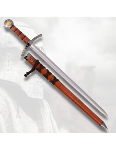 Children's medieval sword with brown sheath (59.2 cm.)