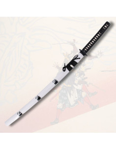 Decorative katana with white scabbard decorated with Swan... 2