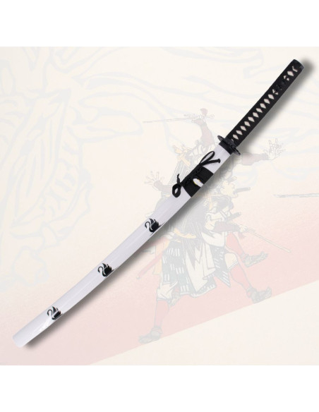 Decorative katana with white scabbard...