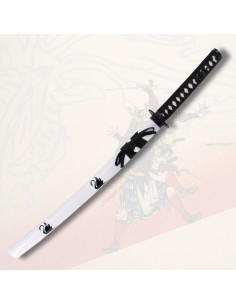 Decorative wakizashi with white scabbard decorated with... 2