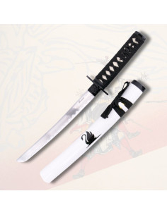 Both decorative tanto white scabbard Swan (82 cm.)