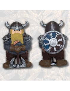 Viking resin figure with double axe and shield (10.5 cm.)
