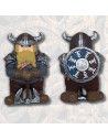 Viking resin figure with double axe and shield (10.5 cm.)