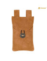 Medieval belt pouch in suede leather, sand color