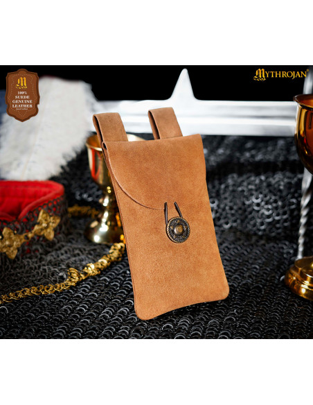 Medieval belt pouch in suede leather,...