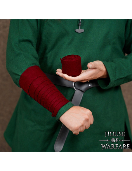 Viking wool bracelet, burgundy color