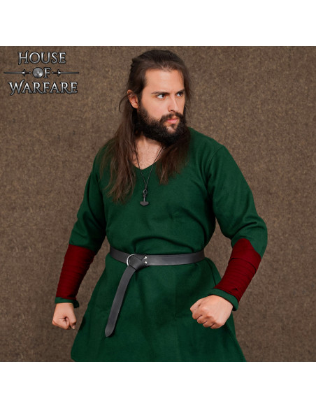 Viking wool bracelet, burgundy color