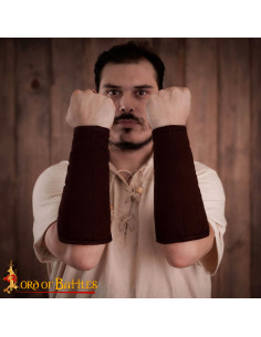 Padded medieval bracelets in cotton, brown 2
