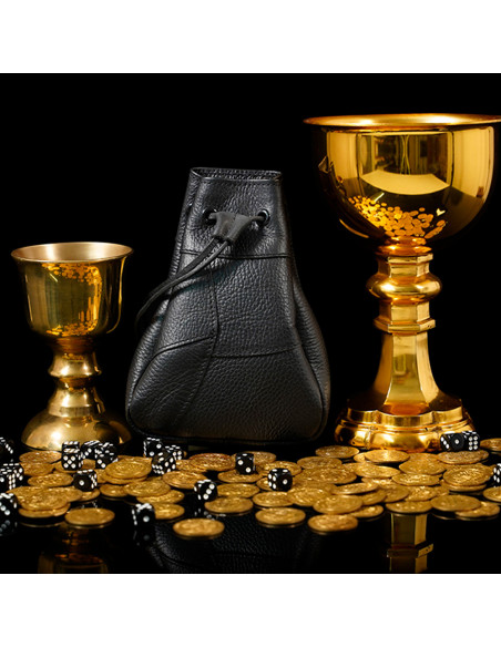 Medieval black alms bag