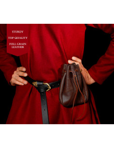 Medieval leather purse, brown 2