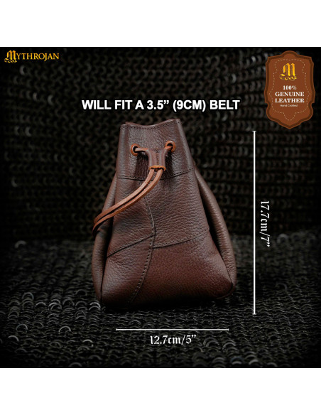 Medieval leather purse, brown