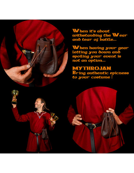 Medieval leather purse, brown