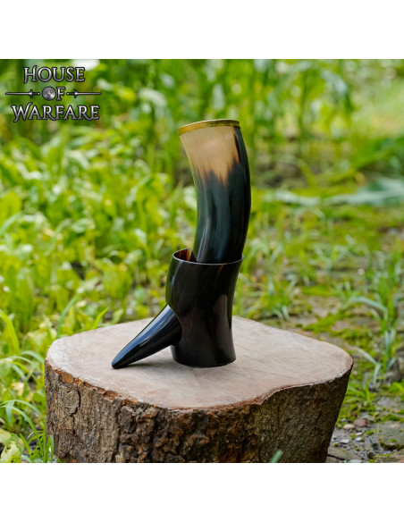 Viking drinking horn with stand