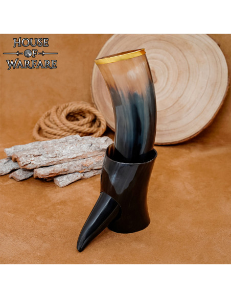 Viking drinking horn with stand