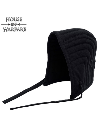 Medieval padded coif, black