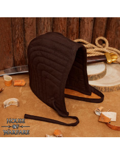 Medieval padded coif, brown 2