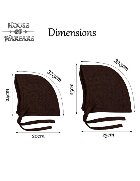 Medieval padded coif, brown