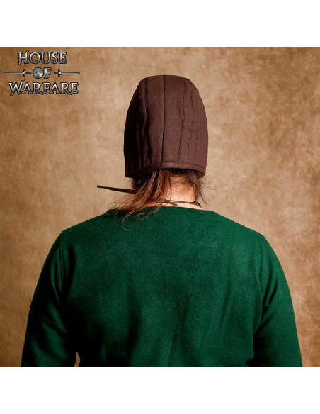 Medieval padded coif, brown