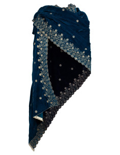 Medieval decorated scarf model Jasmin, color blue