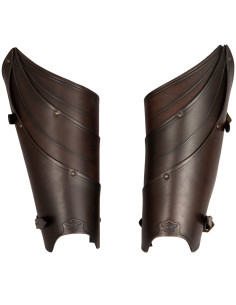 Medieval leather greaves model Lilith, brown