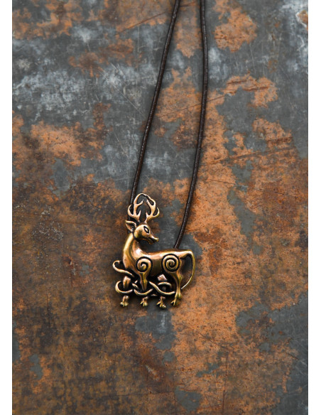Celtic Deer Pendant in Bronze