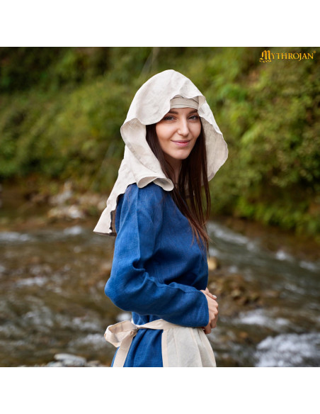 Medieval Veil in Linen and Cotton,...
