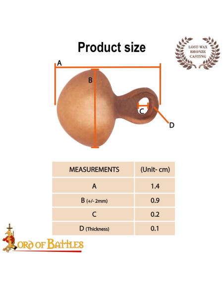 Pack of 5 medieval bronze buttons