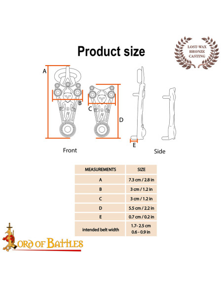 Celtic bronze buckle for medieval belts