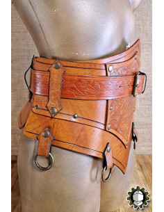 Medieval leather corset with belt model Senua, brown color 2