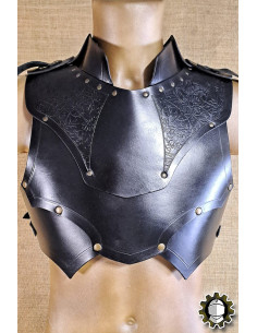 Medieval leather chest plate model Cicero, black
