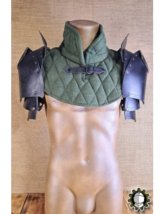 Medieval leather shoulder pads model Cicero, black