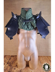 Medieval leather shoulder pads model Brian, black